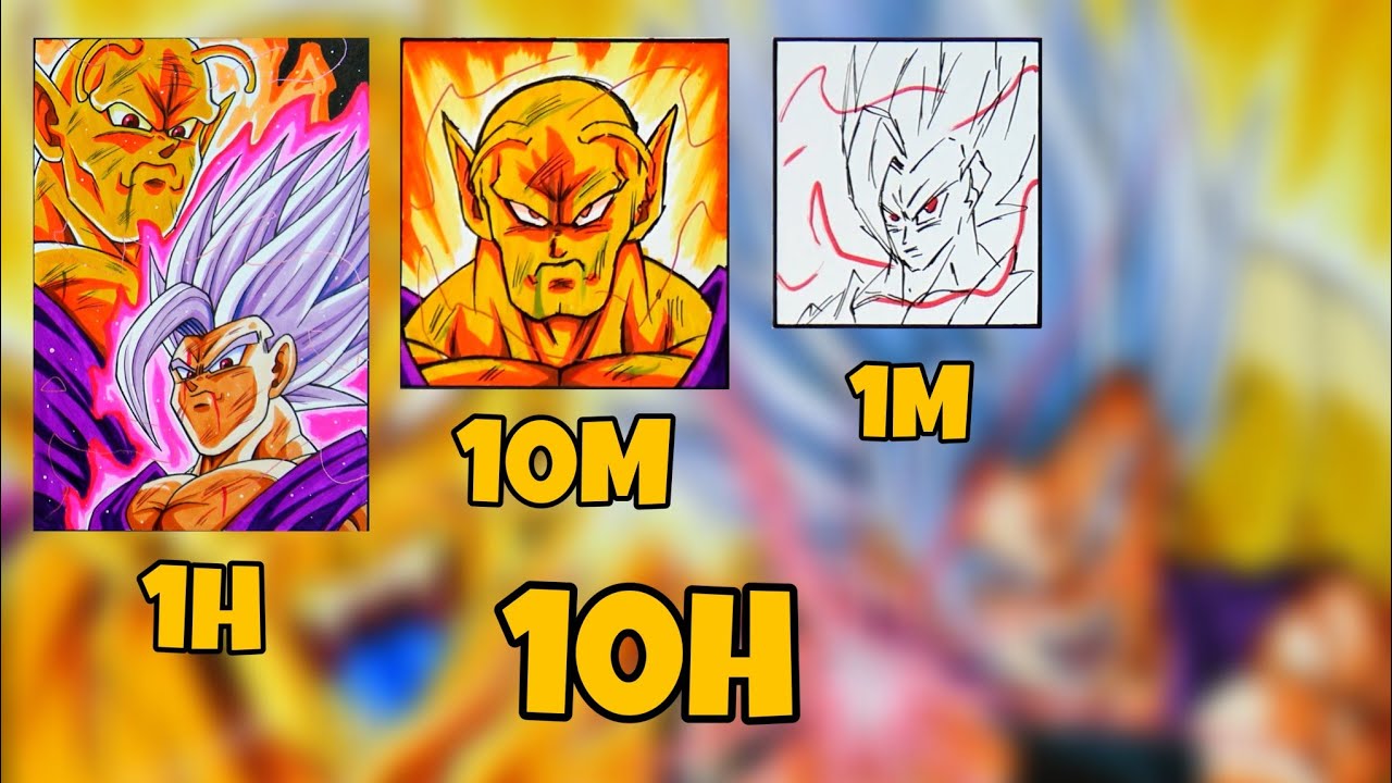 1M 10M 1H 10H Drawing Challenge | Gohan & Piccolo Evolution