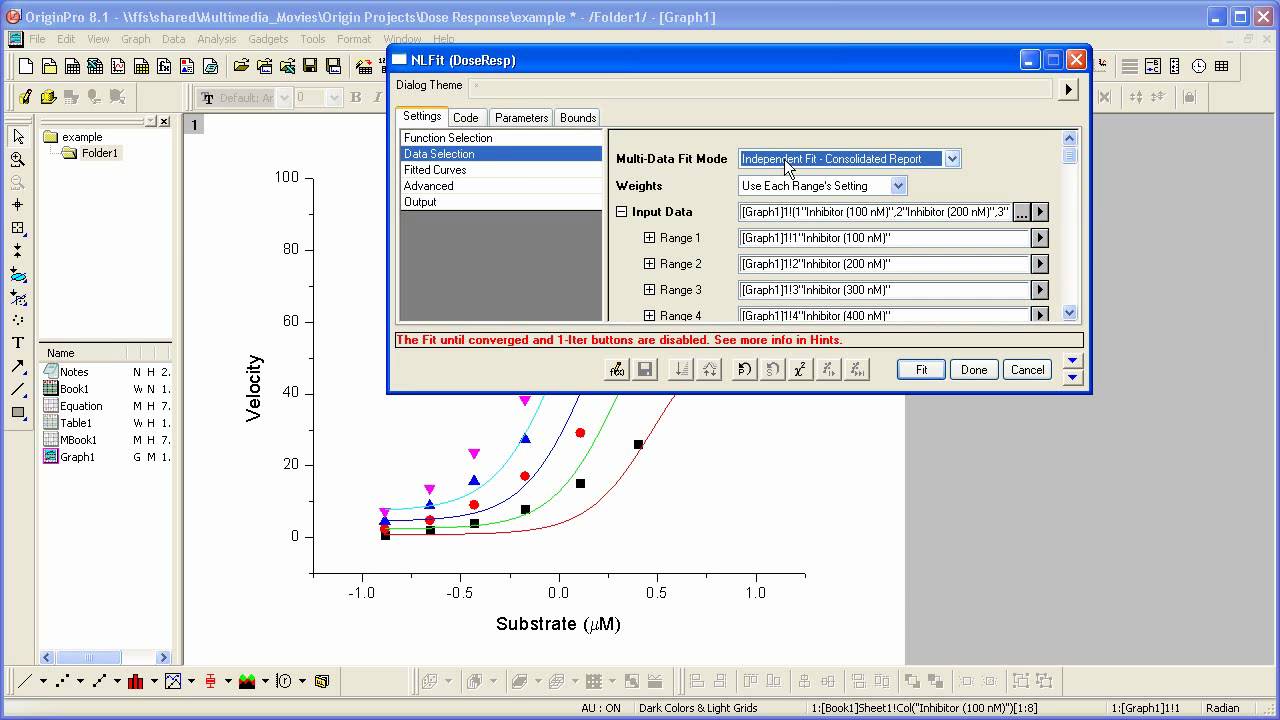Curve Fitting: Origin: Dose Response Analysis