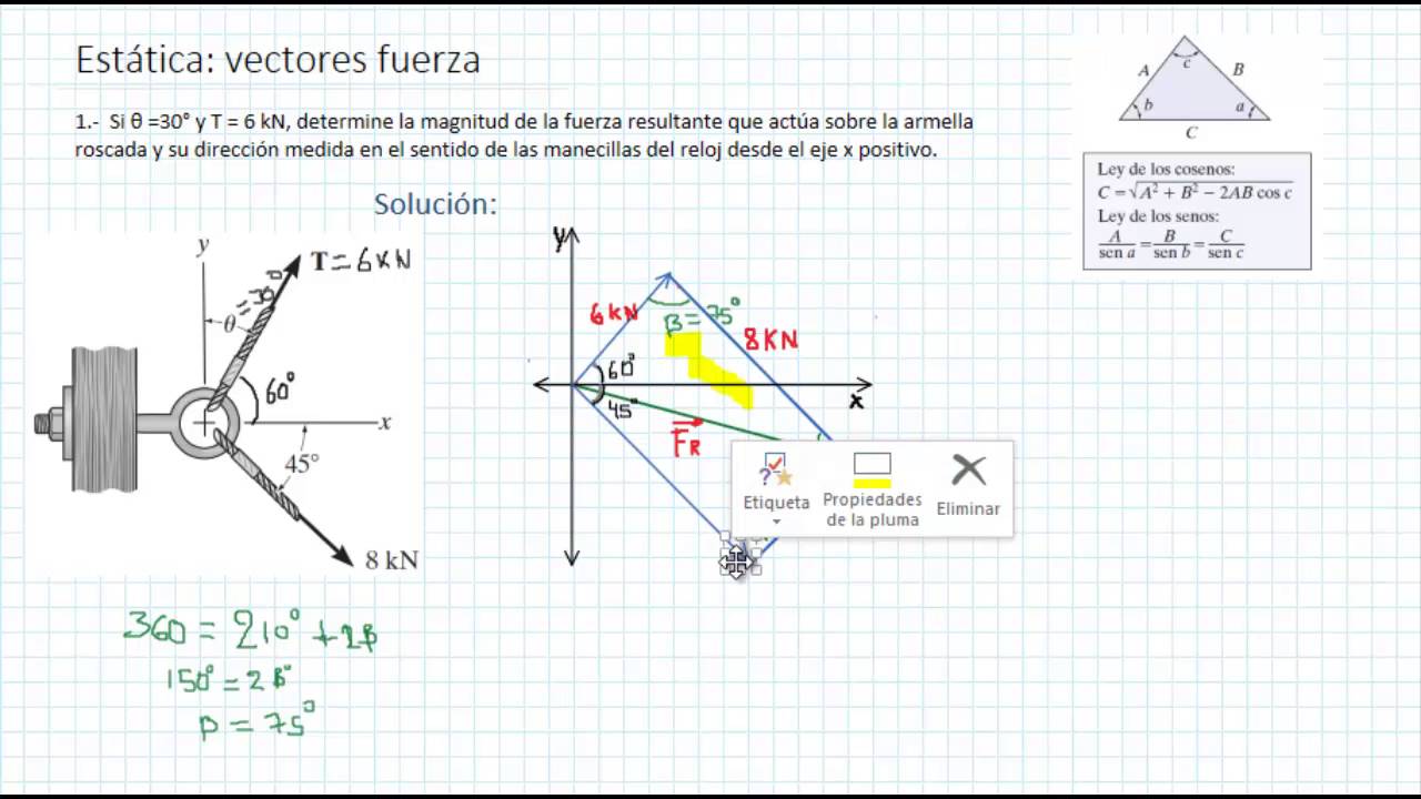 estatica: vectores fuerza ejercicio #1