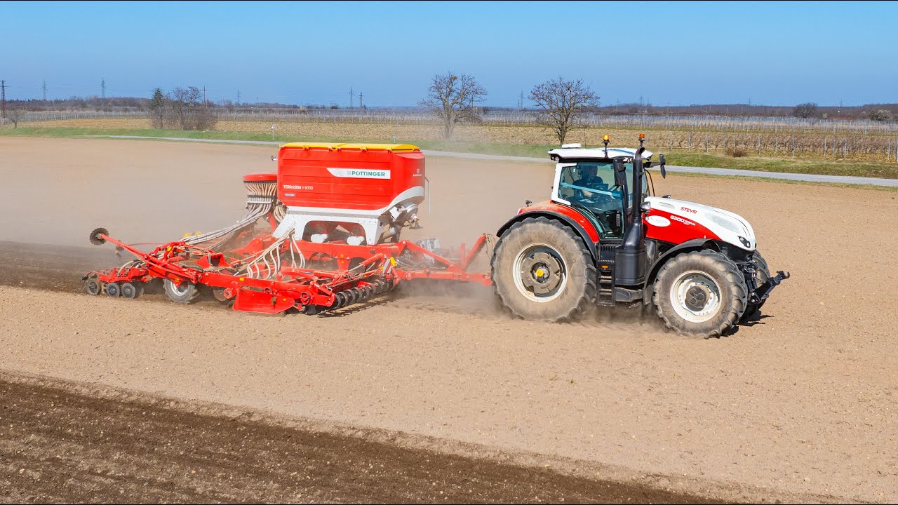 Steyr Terrus 6300 + Pöttinger Terrasem V6000 | Gazdariport | Facélia vetés