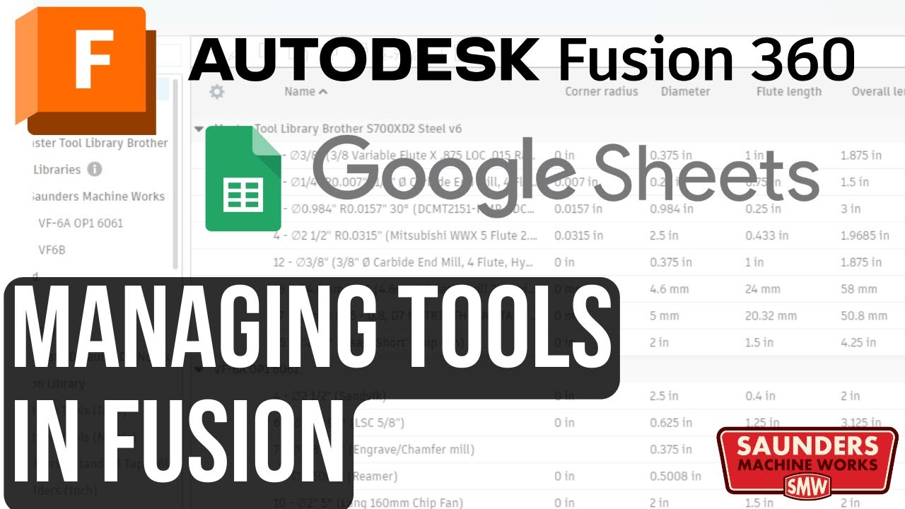 Как мы на самом деле управляем режущими инструментами в Fusion 360 (Google Sheets + библиотеки ин...