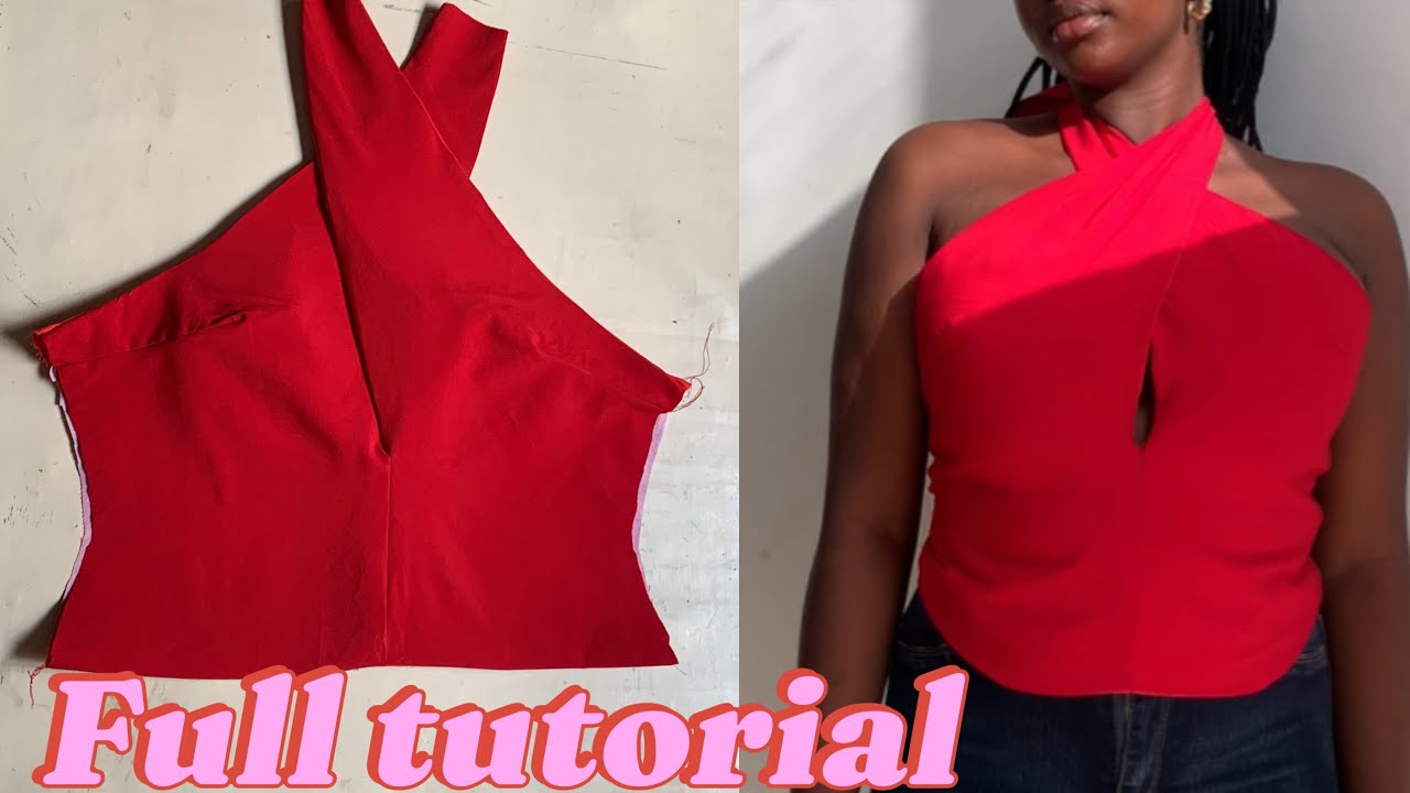 Cross over halter neck top tutorial