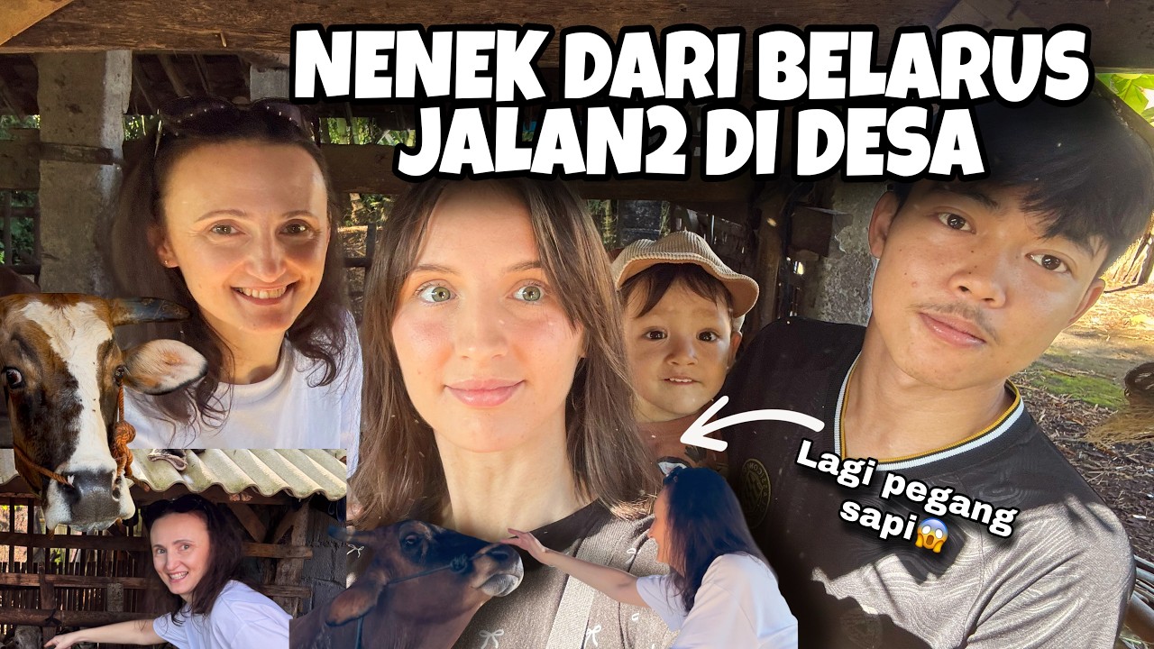 NENEK BULE  DARI BELARUS JALAN2 DI DESA