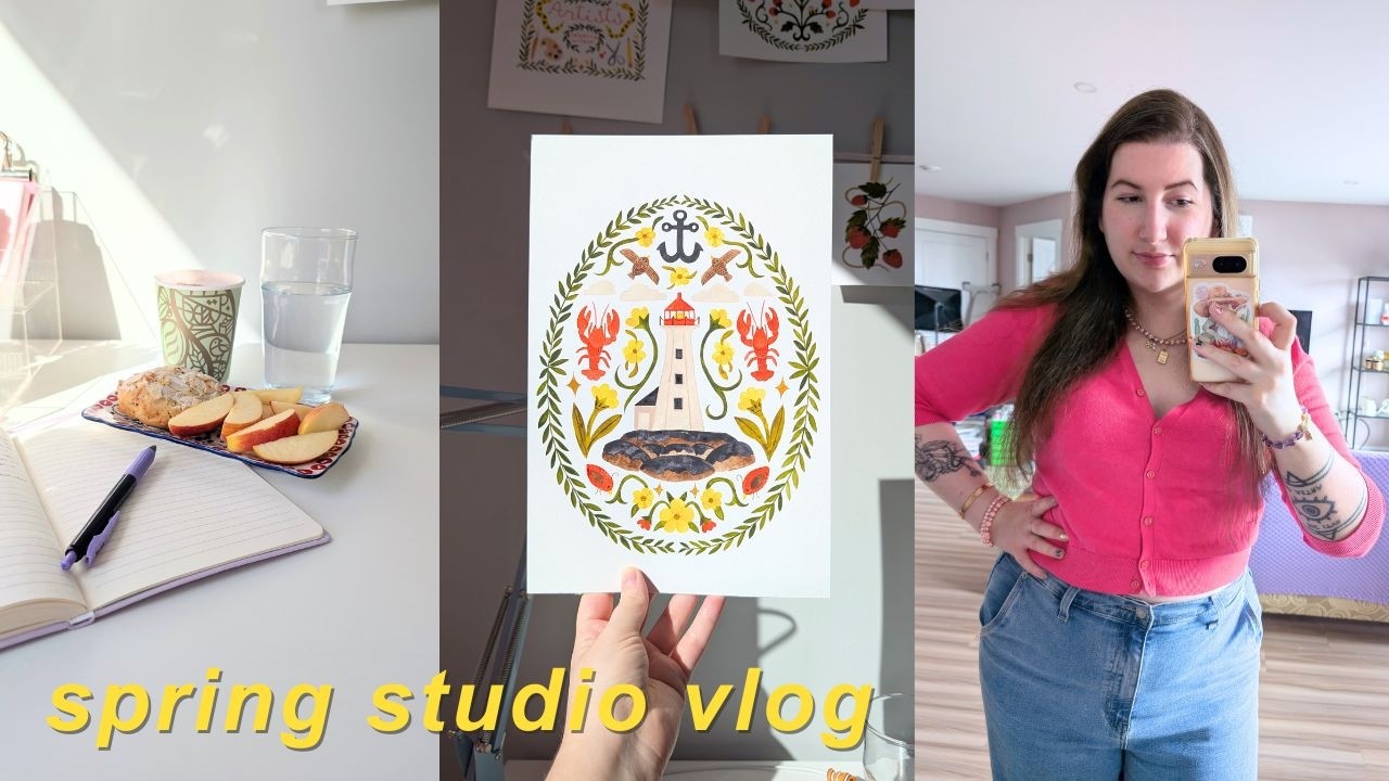 spring studio vlog 🌷 cafe, art shop, painting, new printers, & catching up!
