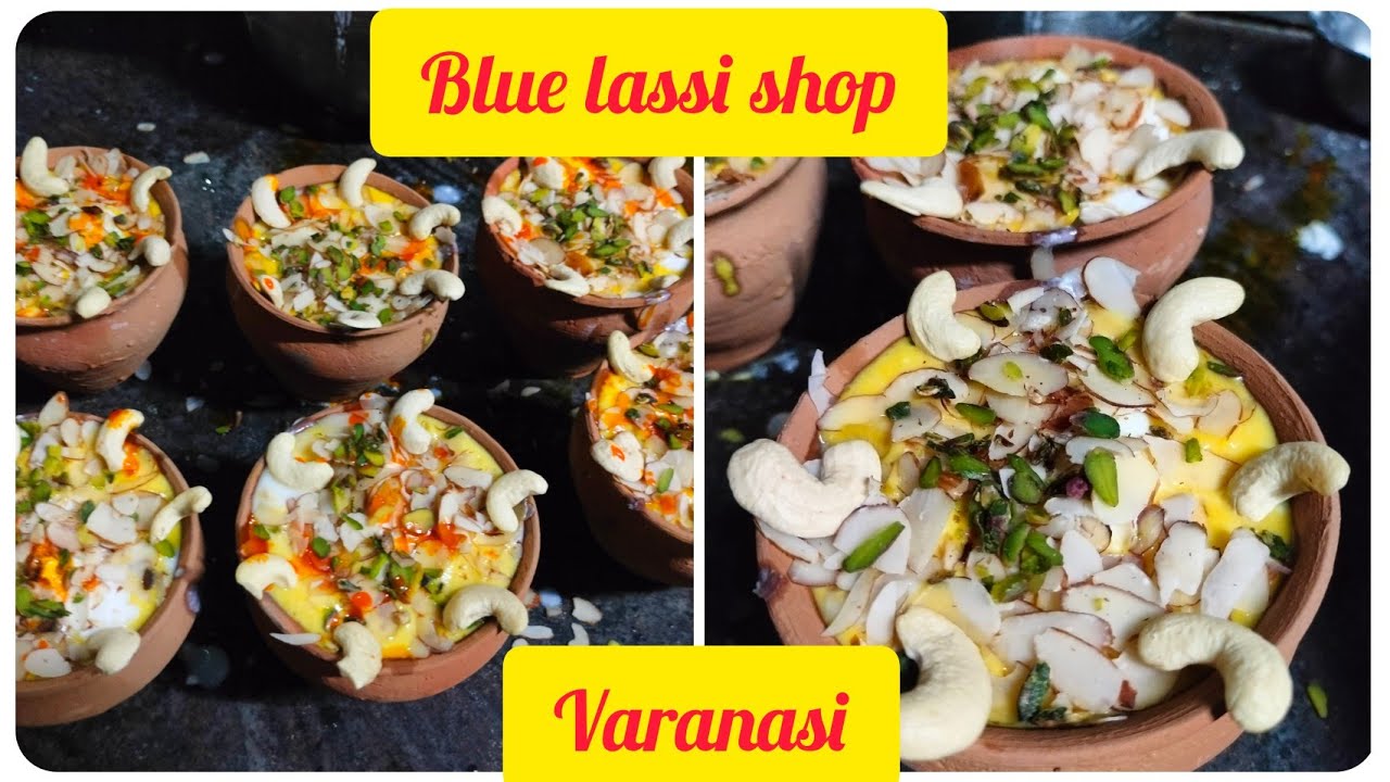 Blue lassi shop varanasi/lassi making receipe/freshner in hot summer.. 😍