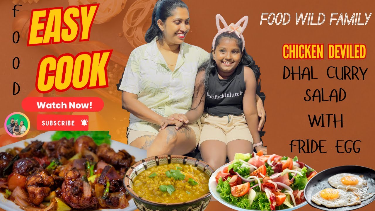Chicken Devel / Dhal Curry / Salad With Fried Egg