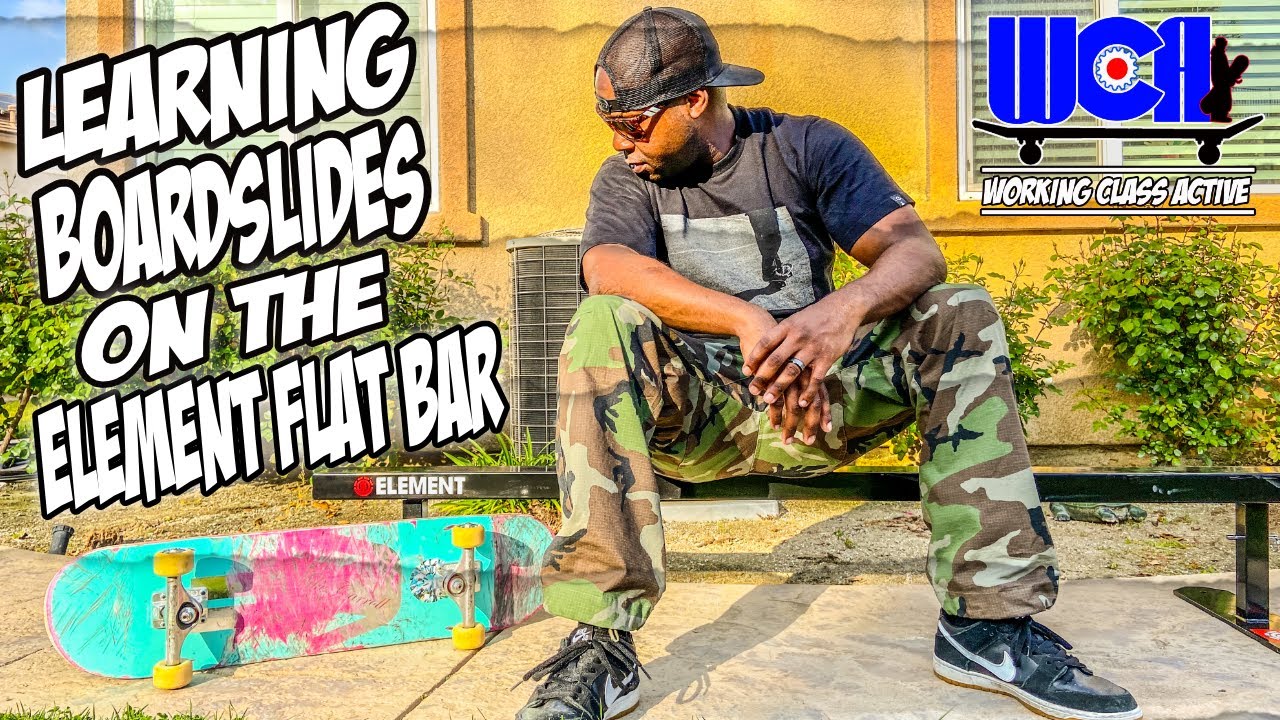Learning Boardslides on the Element Flat Bar