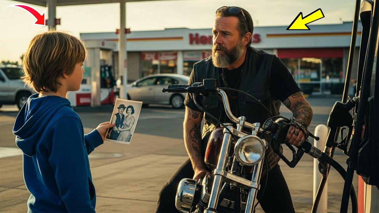 Der Junge fragte den Biker „Bist du mein Vater“ Das Foto ließ an der Tankstelle alles stillstehen.