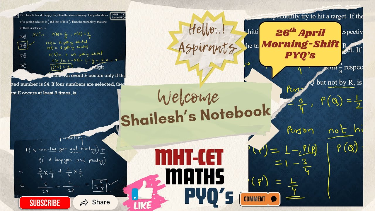 MHTCET 26th April - Morning Shift PYQ's | MHT-CET Maths PYQ Practice #mhtcet2025 #mhtcetmcq