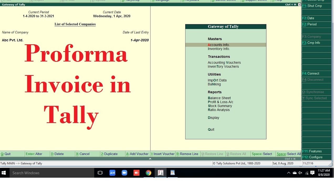 How to Create Proforma invoice (Estimate Bill) in Tally