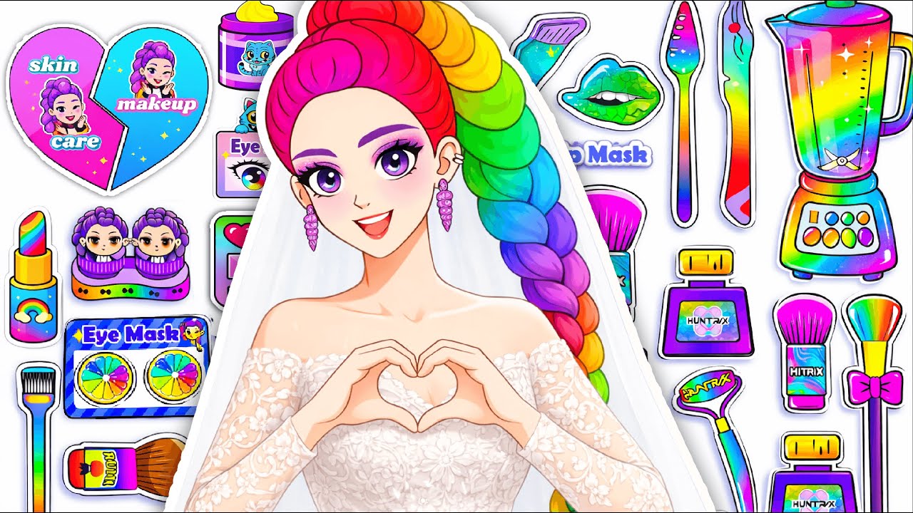 💖Paper DIY💖 KPOP DEMON HUNTERS Rumi x Jinu Colorful Hair Skincare + Makeup Blind Bag Unboxing P.t3