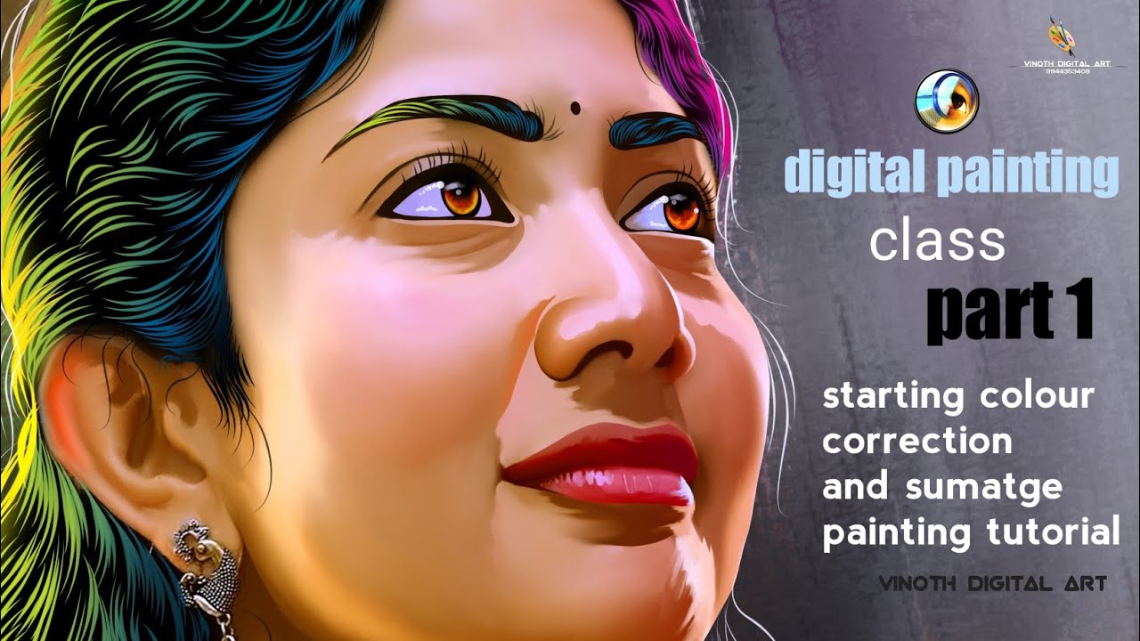 part 1 starting colour correction and sumatge painting work tutorial vinoth digital art