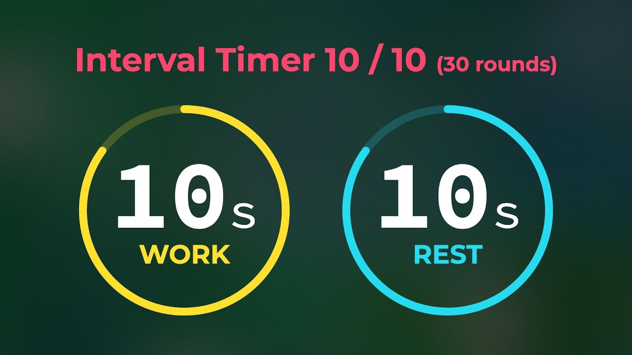10/10 Interval Timer | 10s with 10s rest (30 Rounds) | Workout Timer No Music