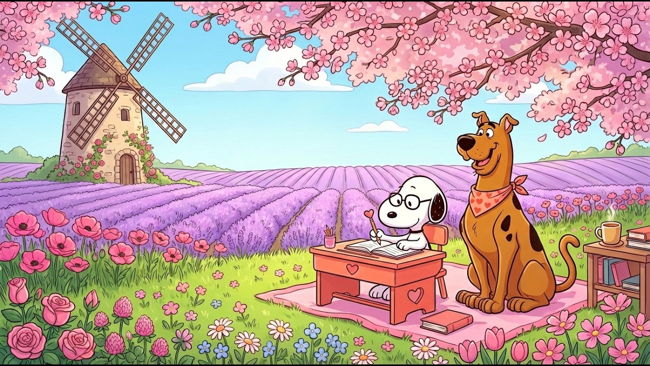 Snoopy’s Lavender Field Study Morning 🌸 Smooth Jazz for Classroom When Your Mind Won’t Focus 🌿
