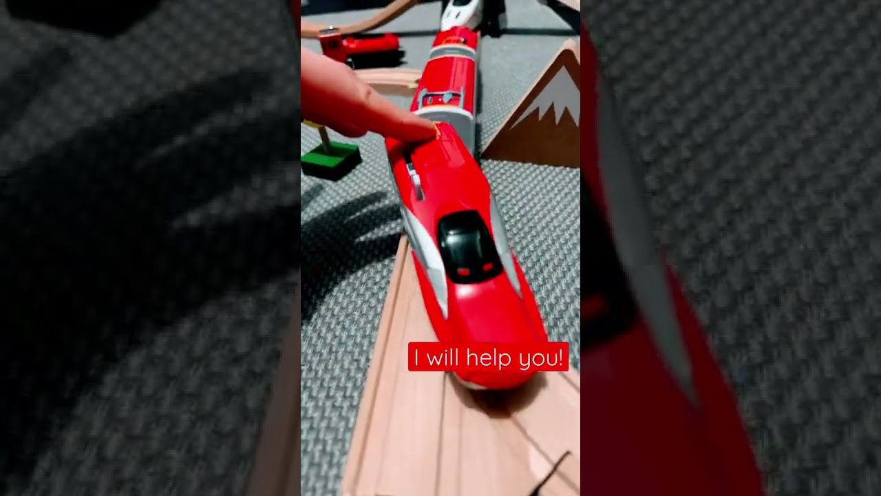 Pretend scene 🎬 : Note &mdash; Shinkansen toy trains on wooden tracks?! 🚅 | #shorts