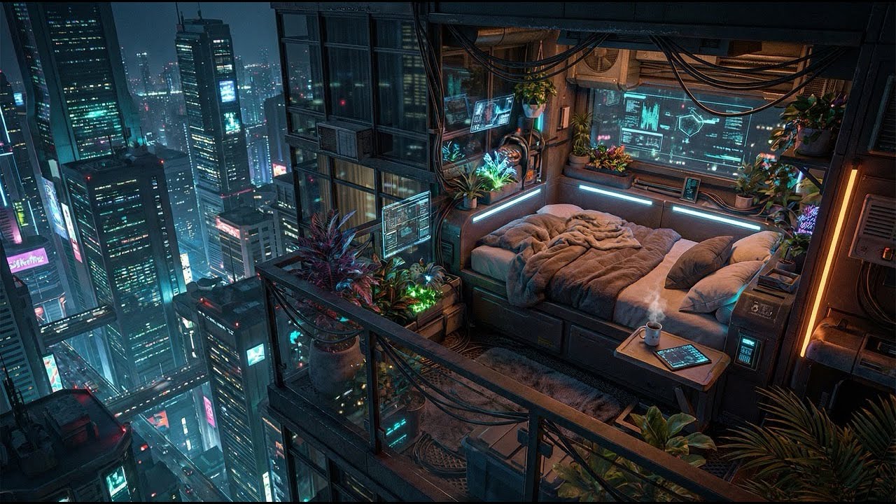 Midnight in Sector 7 ⛈️ Cyberpunk Rain Ambience & Chill Beats