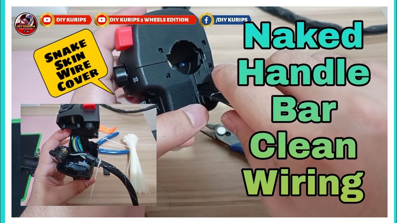 Moto Vlog 80 - Naked handle bar clean wiring | Snake skin wiring cover