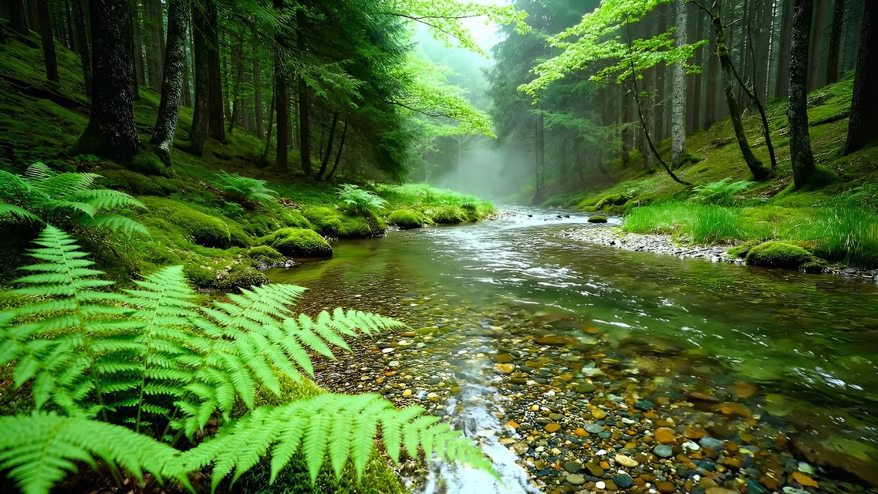 Forest Ambience Birds Singing Beautiful Stream Sounds for Peaceful Sleep, Deep Rest, Study, Medicine