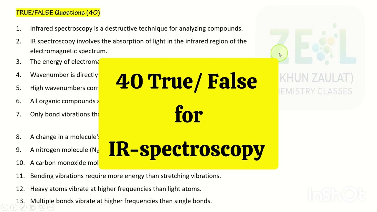 40 True/False for IR-spectroscopy 