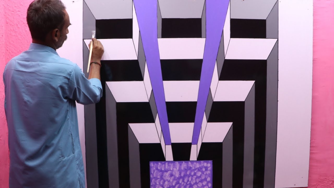 optical illusion 3d wall painting | wall art painting decoration | wall paint interior design