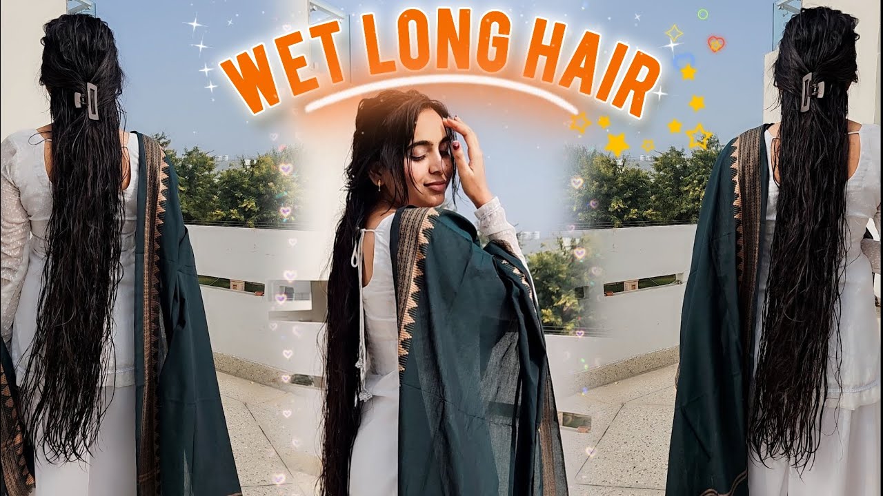 Fully wet hair towel drying video in white suit ✨️🫧🎀  #longhairgirl #longhairstyling #wethairdrying