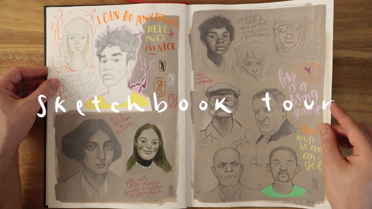 sketchbook tour #03: processos para aprender retrato e guache