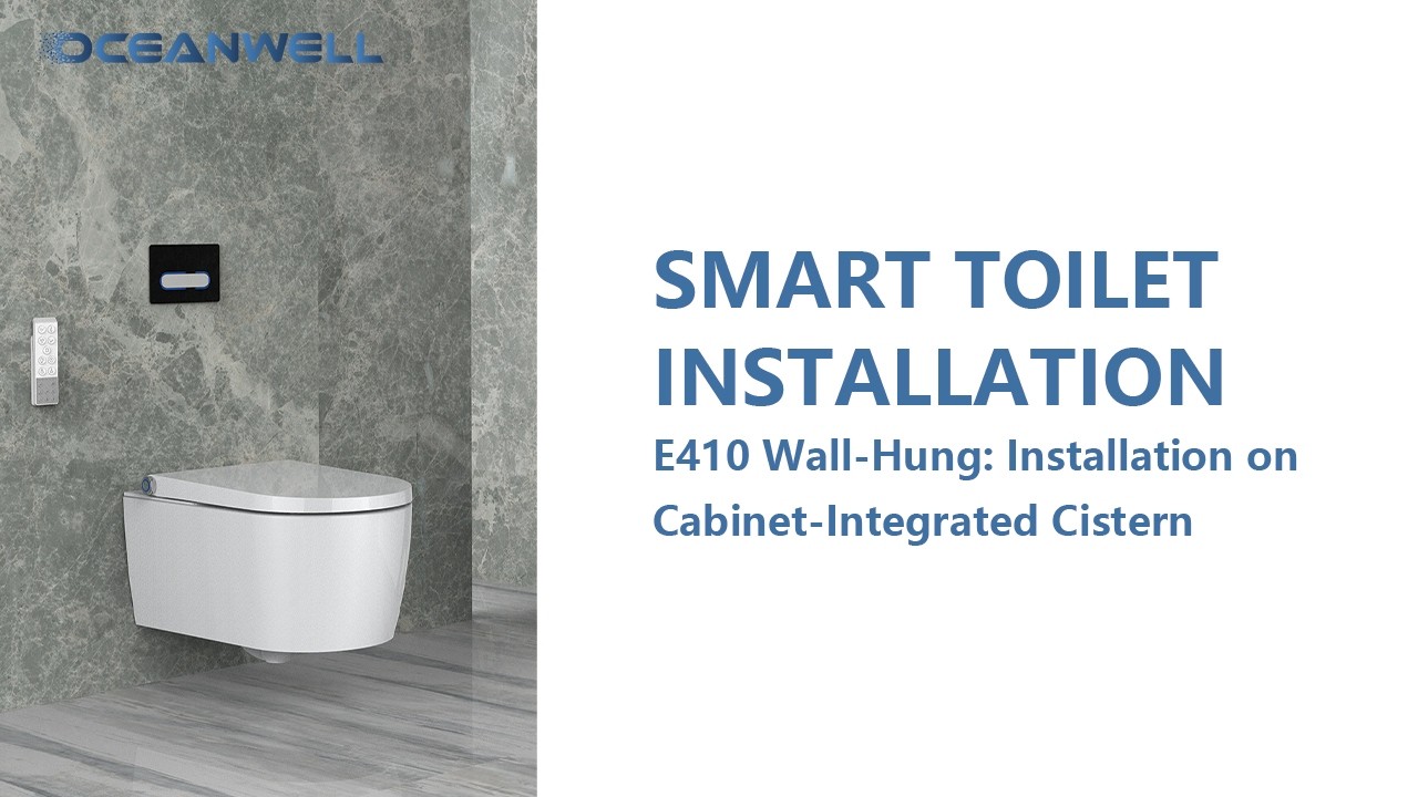 Oceanwell E410 European Modern Sanitary Rimless Smart Toilet Wall Hanging Shower Toilet