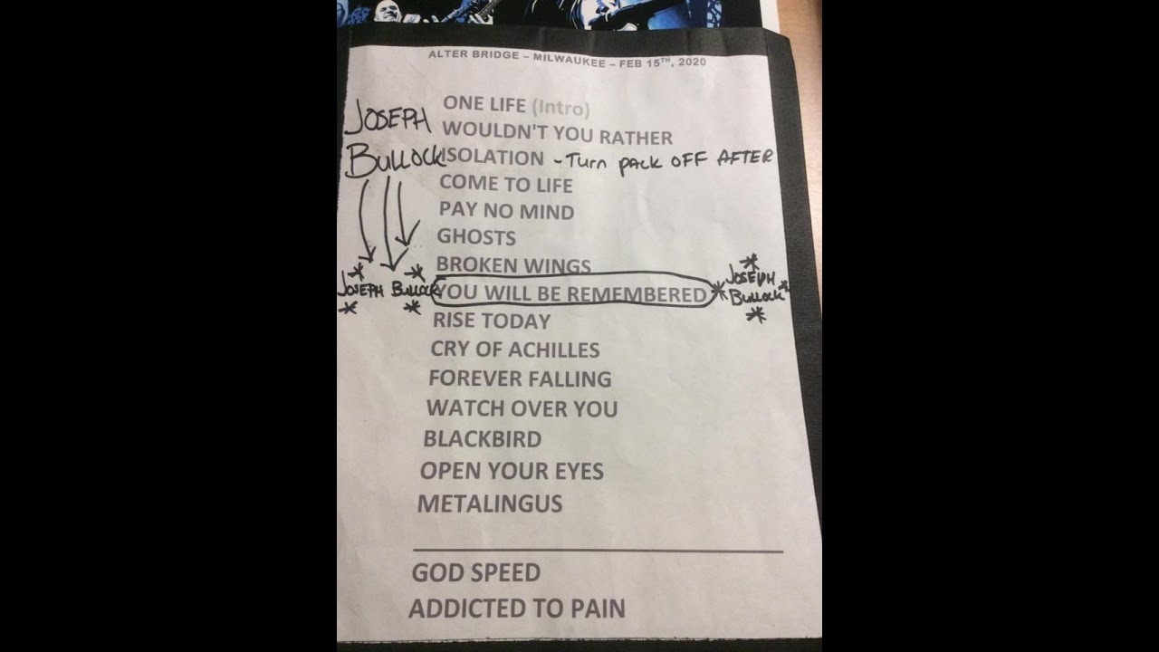 Alter Bridge - You Will Be Remembered - 2020-02-15 @ The Rave - Milwaukee, WI