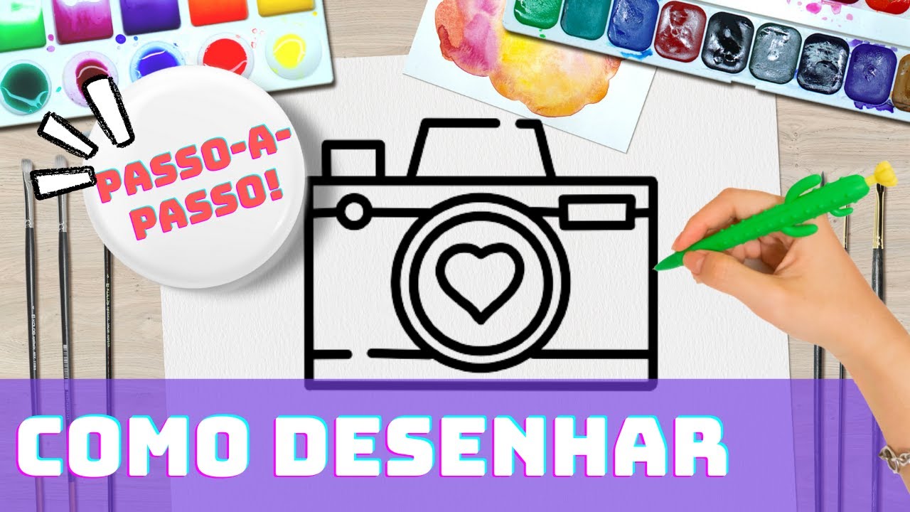 🟡 COMO DESENHAR UMA C&Acirc;MERA FOTOGR&Aacute;FICA F&Aacute;CIL PASSO A PASSO &bull; Desenho e Pintura C&Acirc;MERA | ArteKIDS