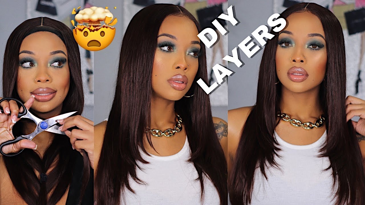 DIY LAYERS🥴! I Chopped Some Layers In MY STRAIGHT Closure WIG🧐! *MUST SEE* -ft . Klaiyi Hair