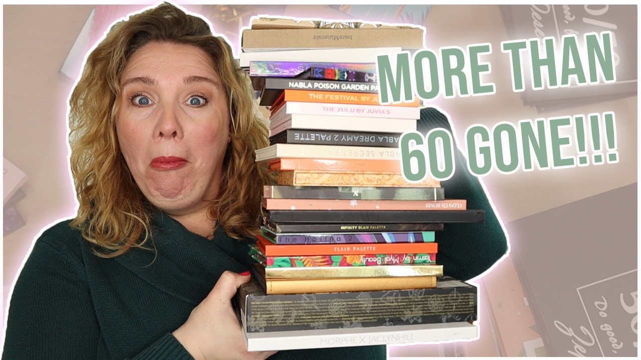 HUGE Eyeshadow Palette Declutter after using ALL of them!!!