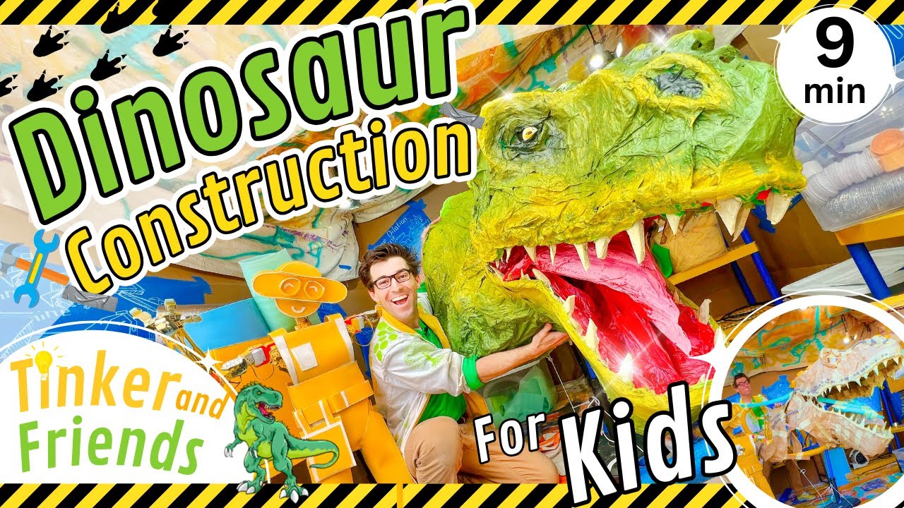 Building a Giant T-Rex Dinosaur Videos for Kids - Cardboard Construction Projects - T-Rex Craft