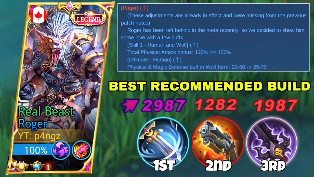 ROGER BUFFED BEST RECOMMENDED BUILD 🔥 BROKEN DAMAGE | MLBB