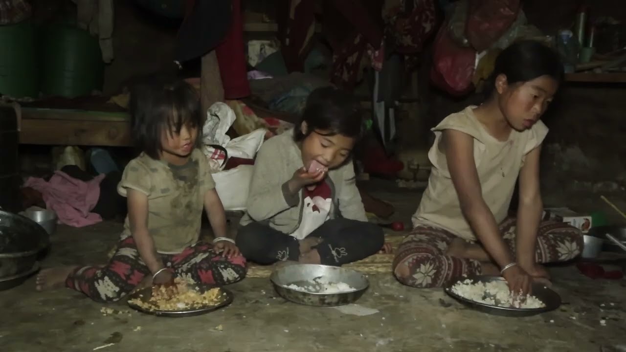Cooking and eating delicious organic food inside village kitchen || Primitive life
