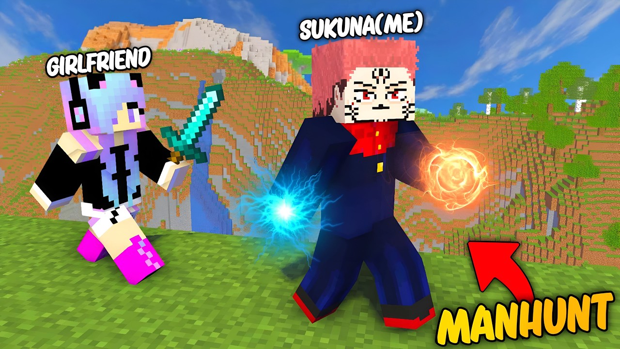 Speedrunner VS Hunter With my Girlfriend But, i Become a Sukuna in Minecraft..