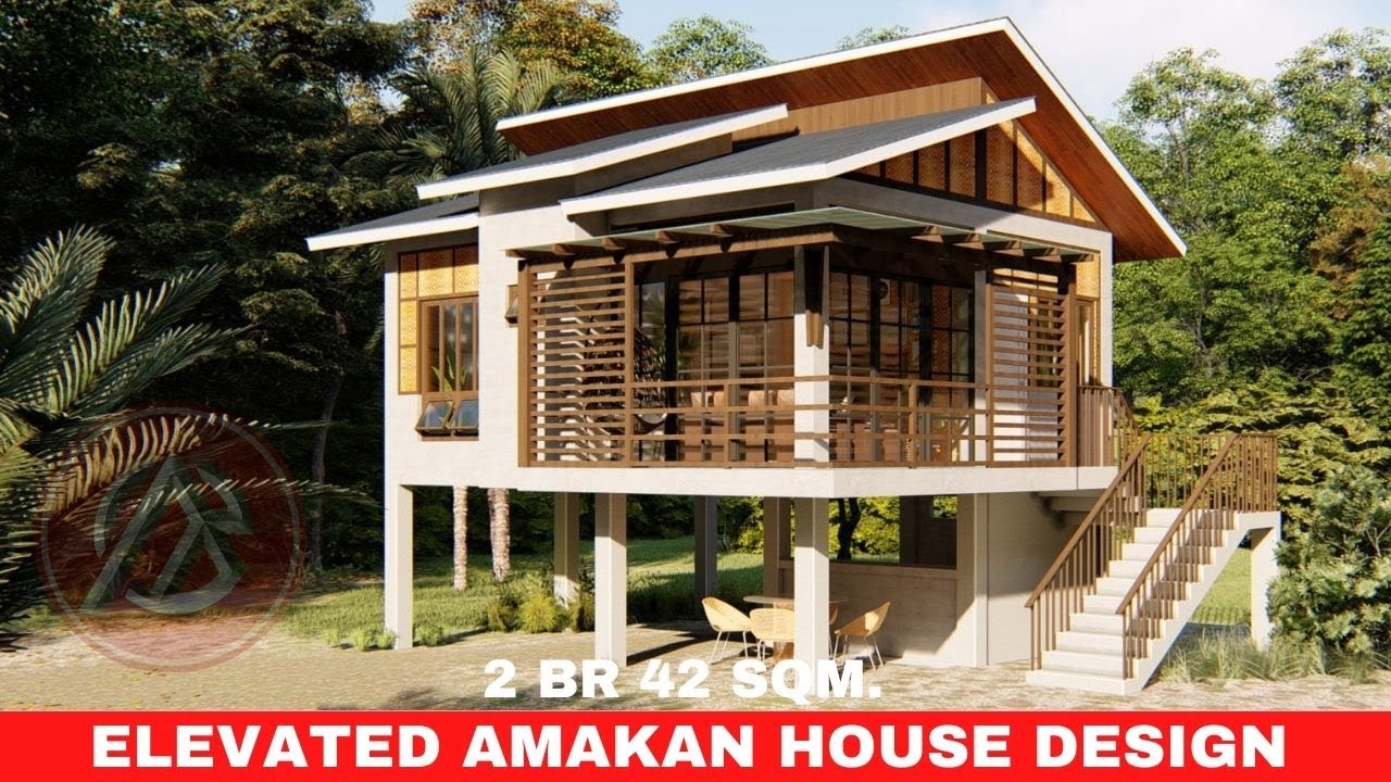MODERN BAHAY KUBO ELEVATED AMAKAN  42 SQM FLOOD-PROOF HOUSE DESIGN 6x7m | ARKIPEACE