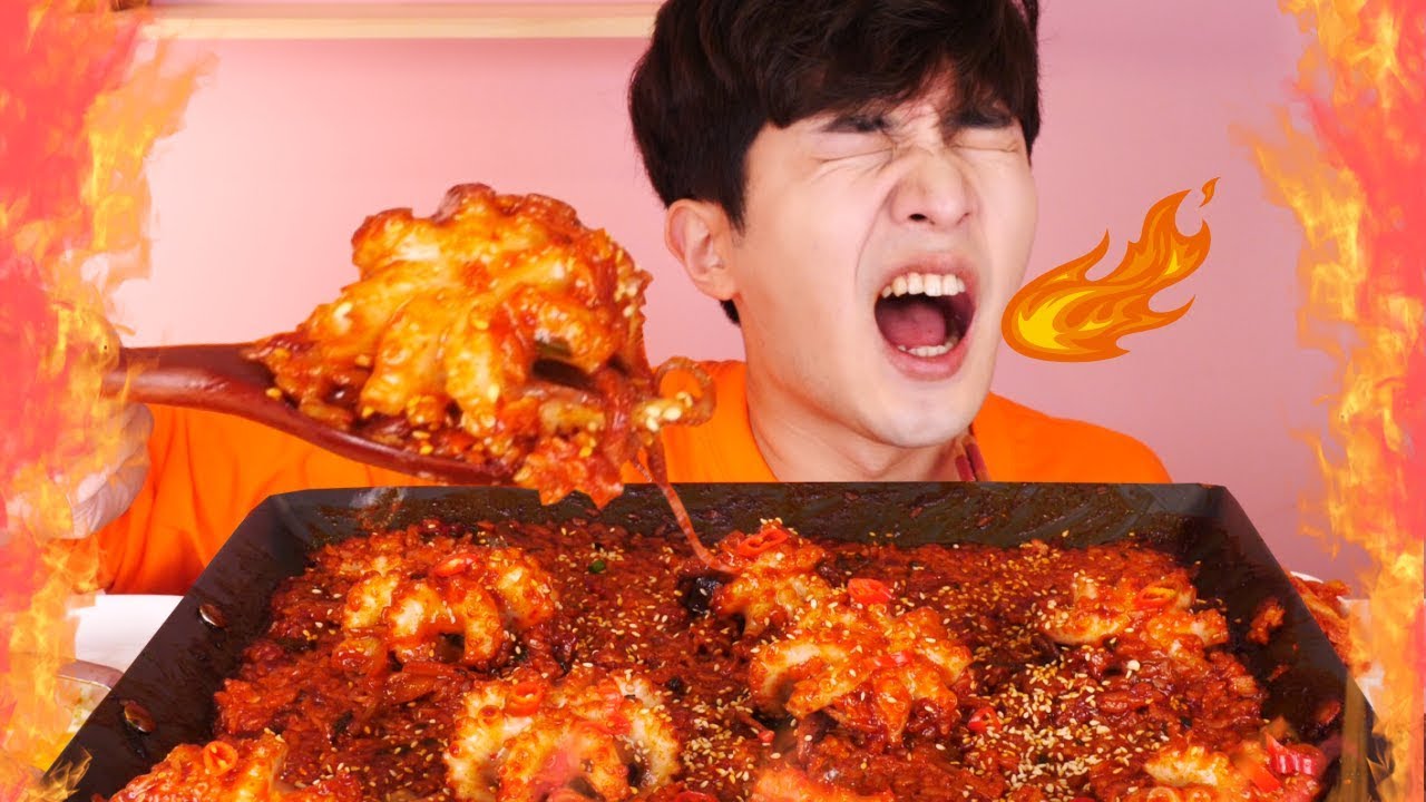 RUS SUB)У тебя хорошо получается Острое Веб- осьминог Жареный рис Ешь Mukbang🐙ASMR Hoony 후니