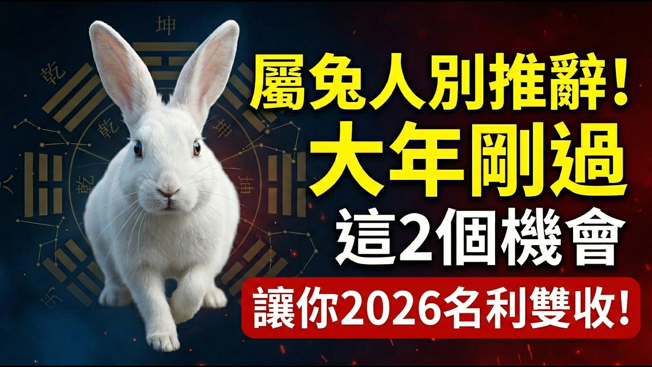 屬兔人注意！大年剛過，這「2個機會」千萬別推辭，這可能是你2026年名利雙收的起點！#2026生肖兔運勢 #屬兔2026運勢 #丙午馬年 #開運 #貴人 #財運 #轉運 #風水佈局 #生肖兔 #屬兔