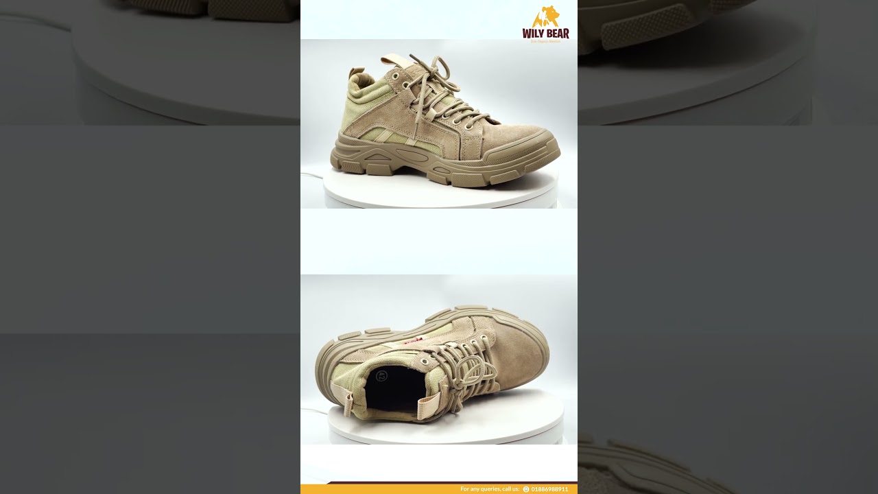 Anti Smash And Puncture Proof Construction Site Work Shoes- Sand | Wily Bear 