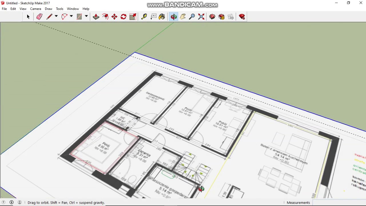 Podłogówka DIY. Projektowanie petli w programie Sketchup cz.1 Import, skalowanie i obrysowanie rzutu