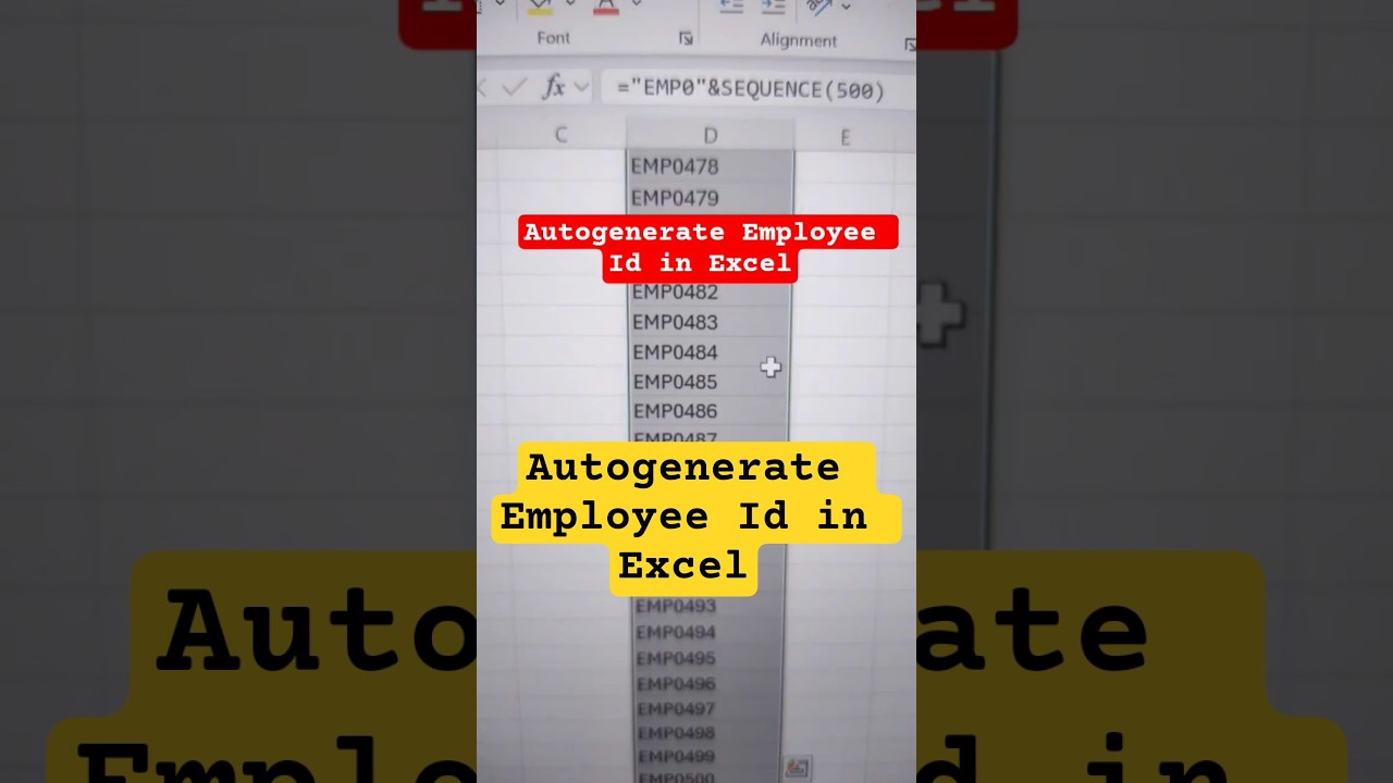 Auto generate Employee Id in Excel#excel#exceltips#exceltricks