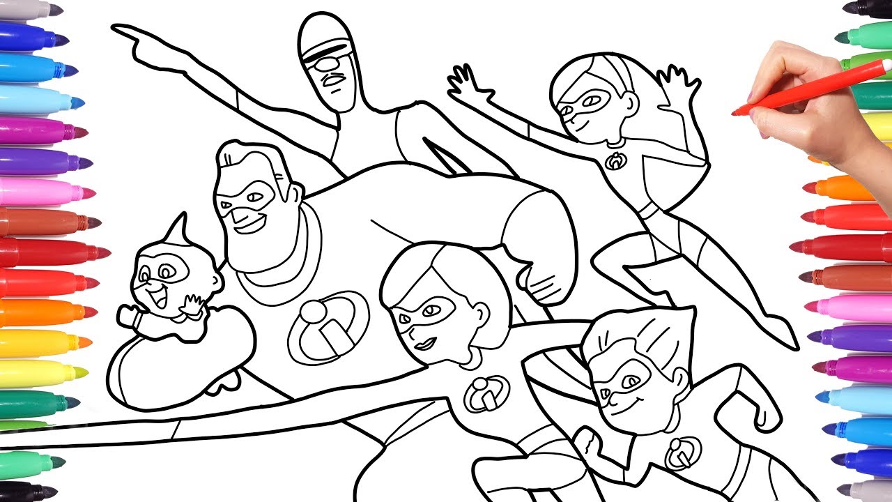 THE INCREDIBLES 2 DRAWING AND COLORING THE INCREDIBLES CHARACTERS