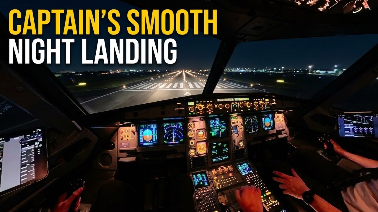 Inside the A320 Cockpit | Smooth Night Landing with Airline Captain