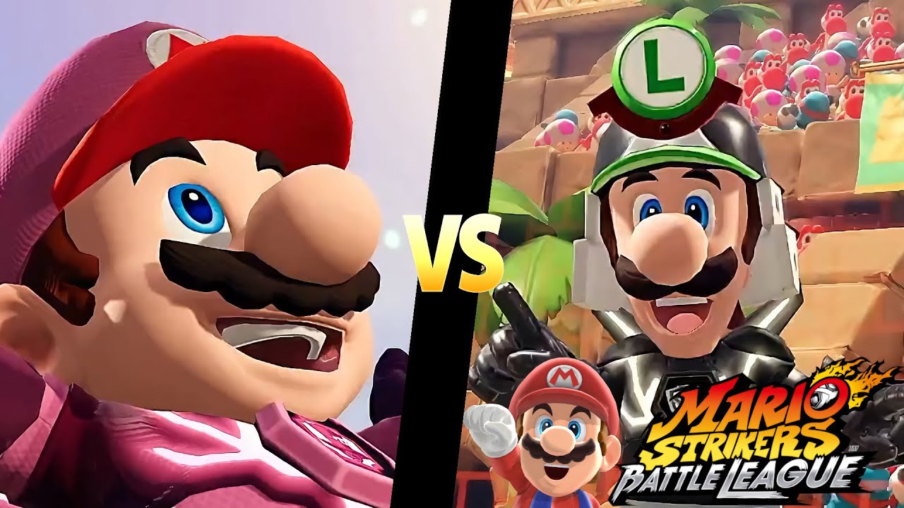 Mario Strikers Battle League Team Mario vs Team Luigi in Desert Ruin