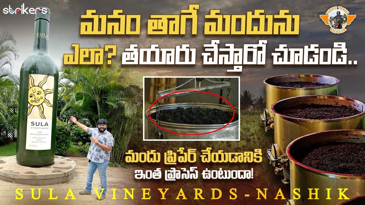 మనం తాగే మందు ఎలా తయారుచేస్తారో చూడండి ||Sula Vineyards Tour Nashik  || Telugu Travel Vlogger