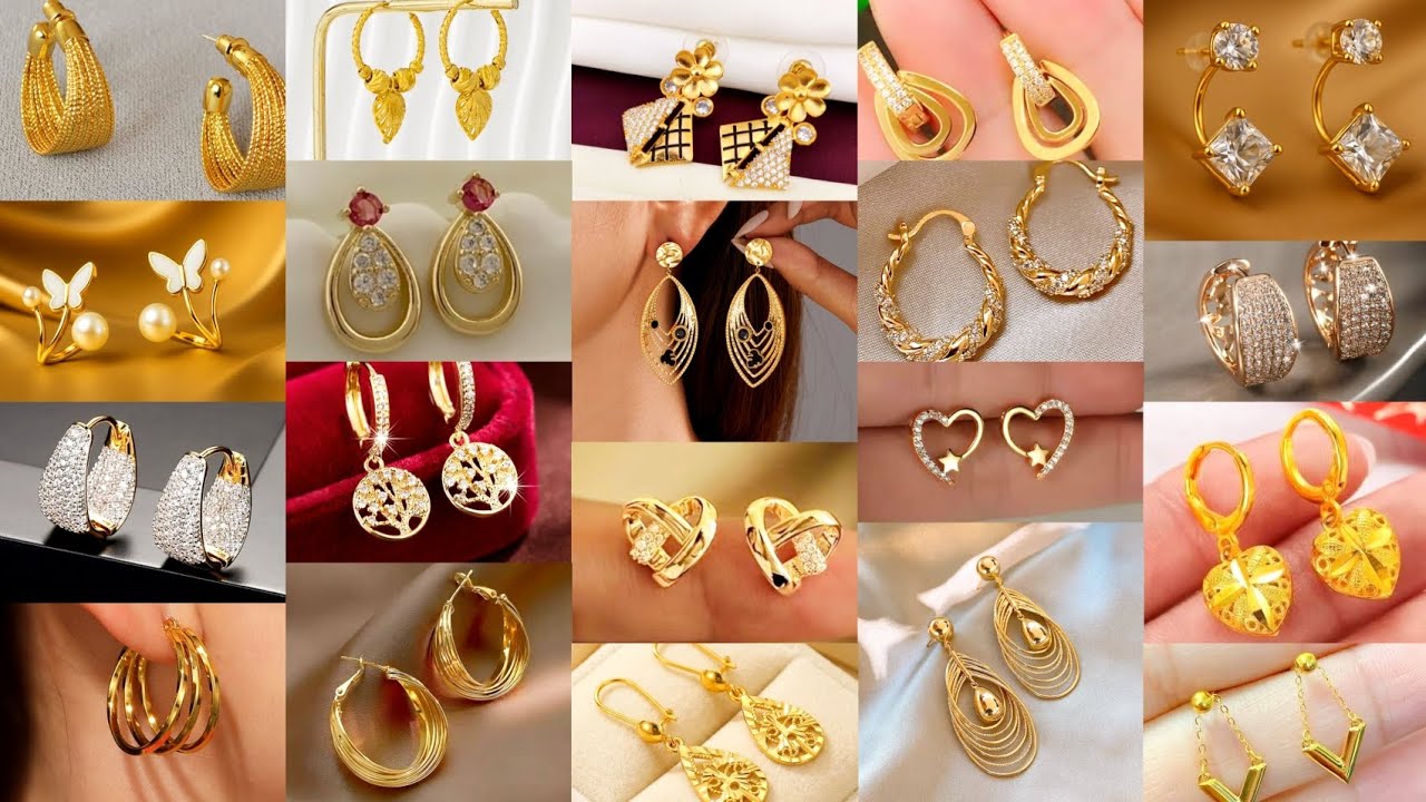 Latest Gold earrings tops designs for daily use/ lightweight gold earrings designs with price 2026