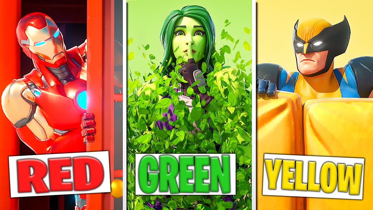Using ONLY ONE COLOR in SUPERHERO Hide & Seek! (Fortnite Prop Hunt)