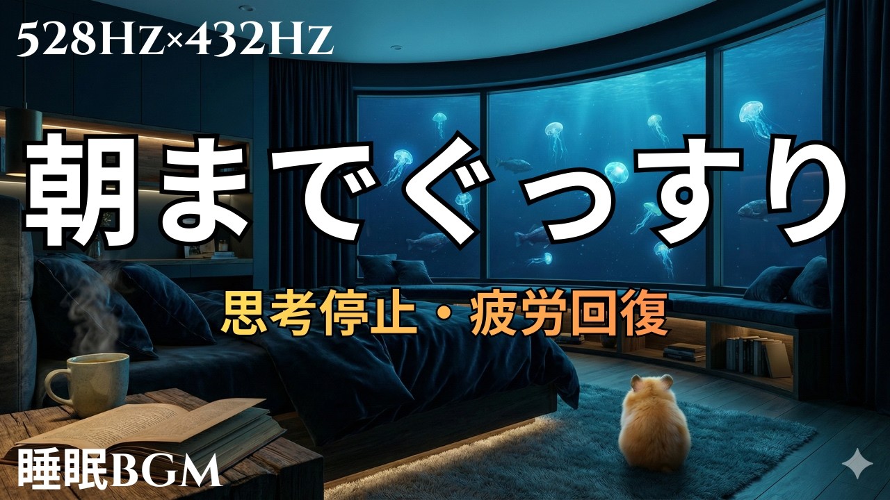 【最高の寝落ち】海底の寝室で朝までぐっすり｜自律神経を整える528Hzソルフェジオ 🐳 Deep Healing Music for Stress Relief