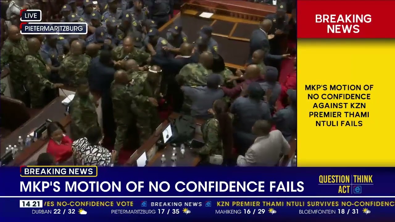 Chaos erupts as no-confidence motion against KZN Premier fails