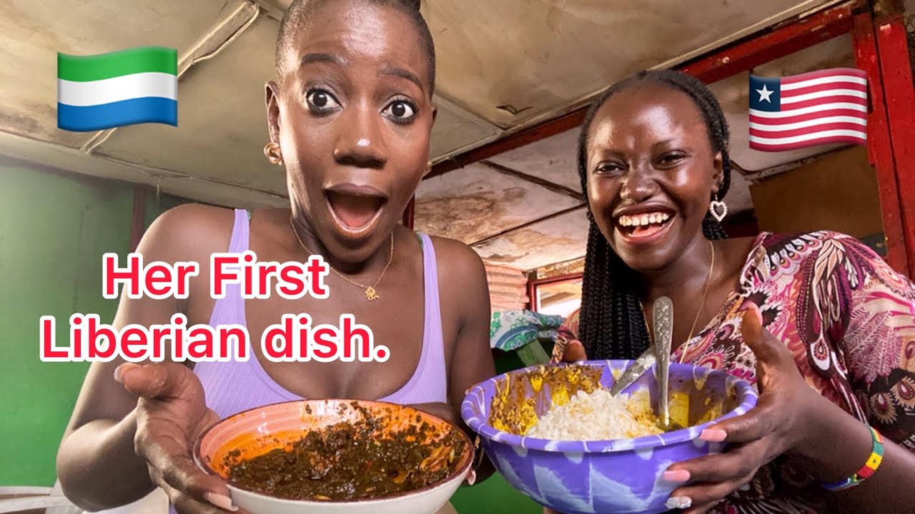 My Sierra Leonean friend tries Liberian food for the first time|| African YouTubers. 🇸🇱🇱🇷